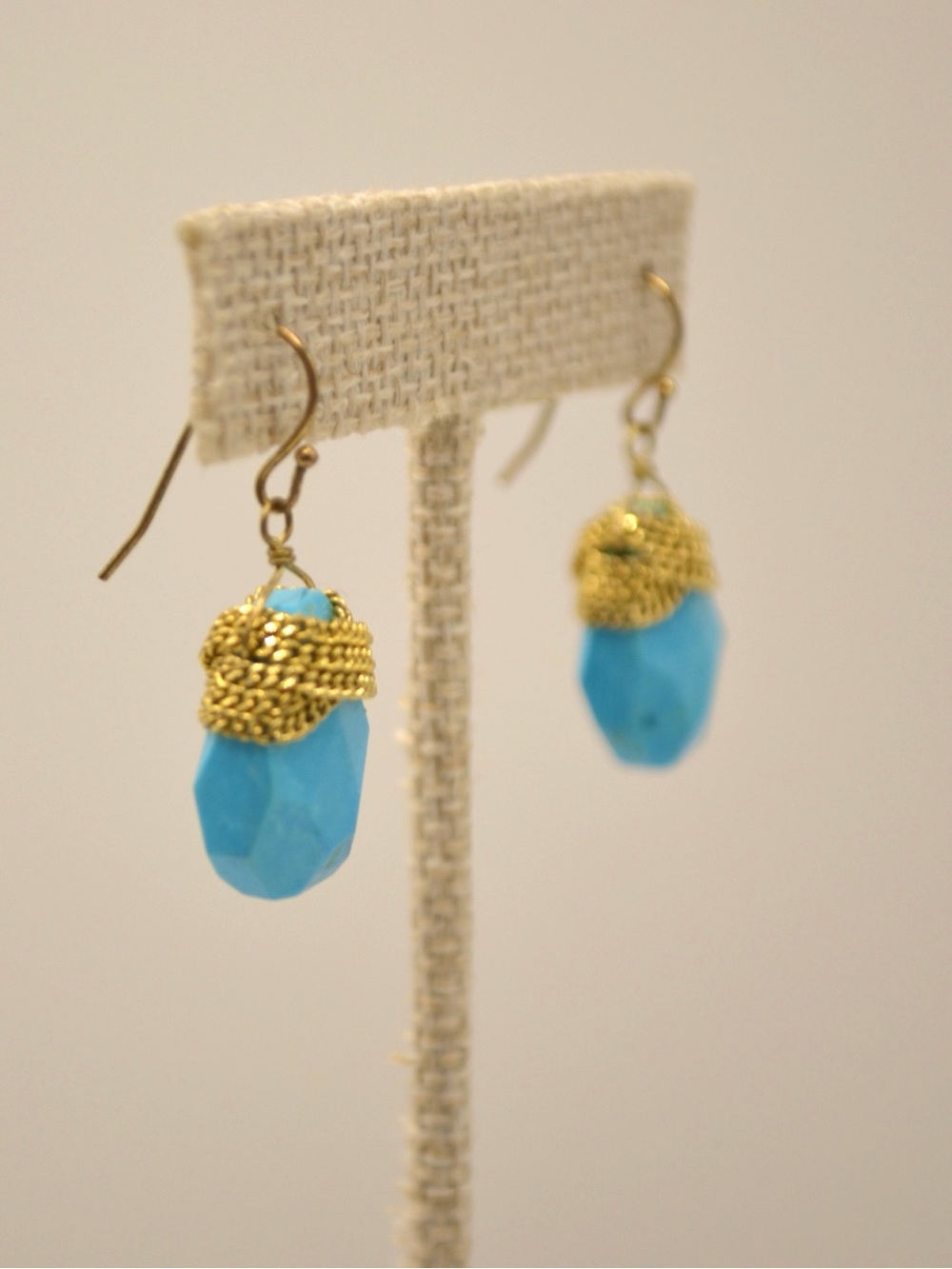 Gold-Finish Turquoise Drop Earrings - Women's Jewelry - Picture 4 of 7